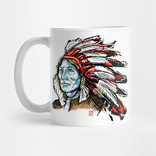 colorful native American with feathers Mug